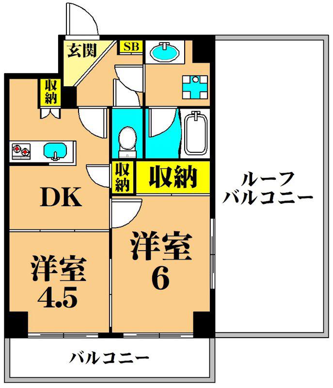 プリマヴェーラ(2DK/3階)の間取り写真