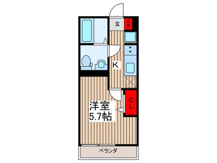 BIO KASUKABE(1K/2階)の間取り写真