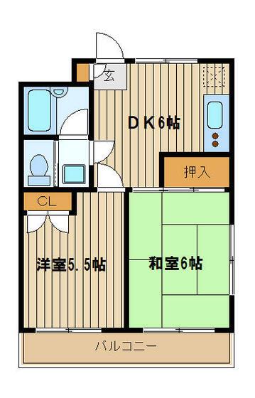 北町大いちマンション(2DK/3階)の間取り写真