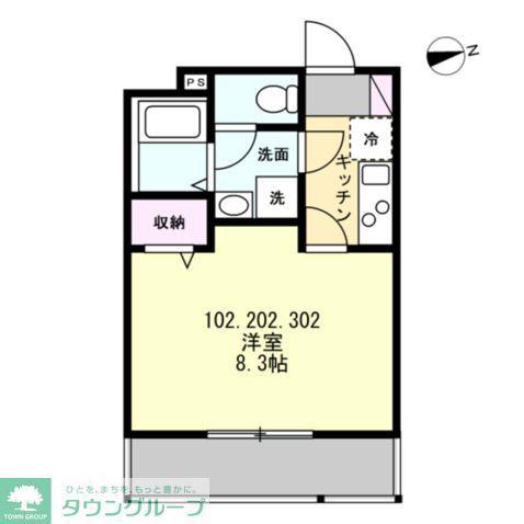 ベイルーム湘南台北(1K/2階)の間取り写真