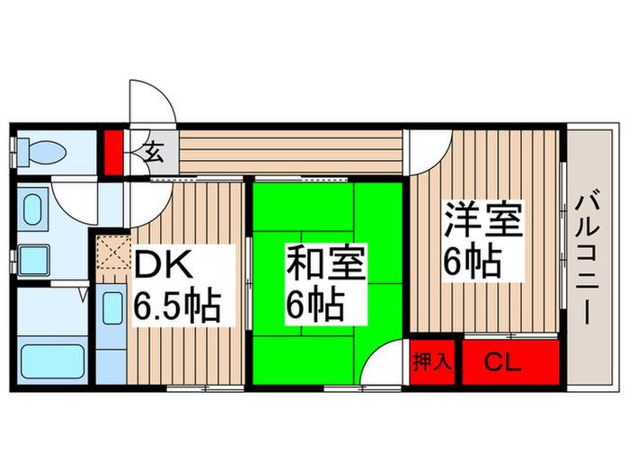 サンセットアムールⅡ(2DK/1階)の間取り写真