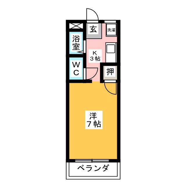 ロイヤルマンション花霞(1K/2階)の間取り写真