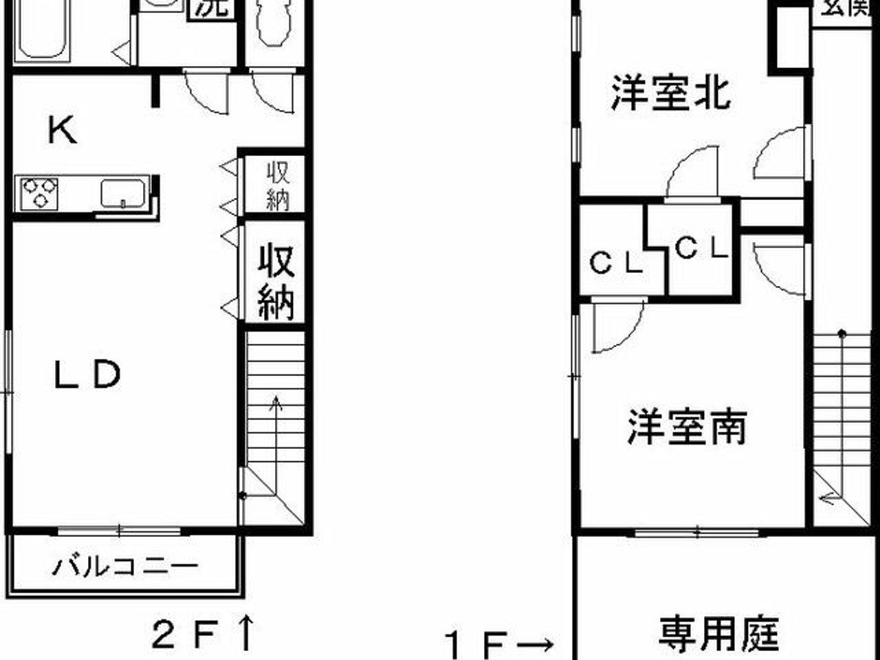 PARKINHATFIELD(2LDK/1階)の間取り写真