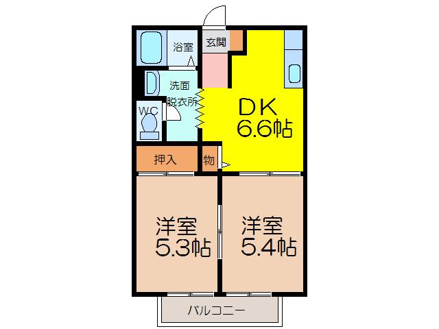 メゾンあや(2DK/2階)の間取り写真