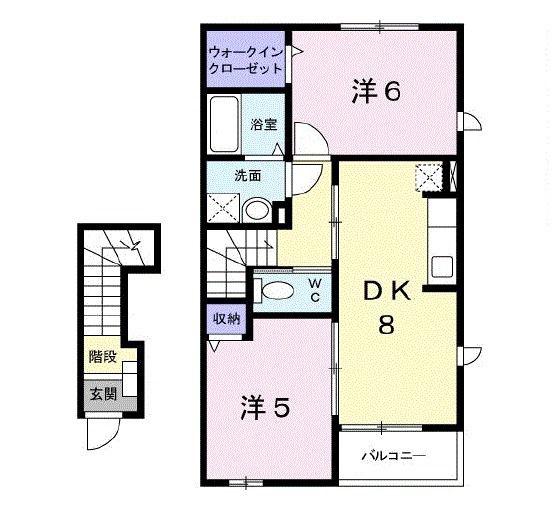 エレガンスヤツオE(2DK/2階)の間取り写真