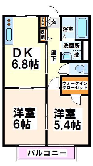 ほっと・はうす(2DK/2階)の間取り写真