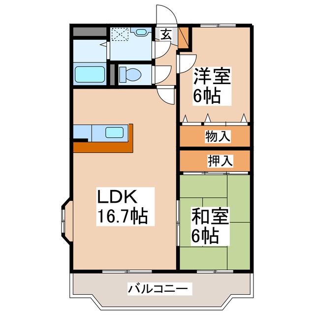 リファインドF(2LDK/3階)の間取り写真