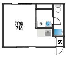 SSコーポ(ワンルーム/1階)の間取り写真