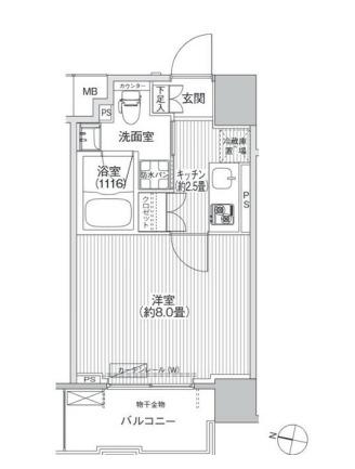 コスモグランス南品川(1K/5階)の間取り写真