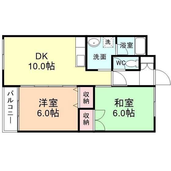 パナメゾンI(2LDK/2階)の間取り写真