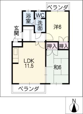 丹羽ハイツ(2LDK/3階)の間取り写真
