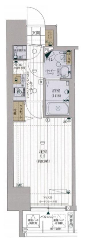 レジュールアッシュ難波MINAMI III(1K/6階)の間取り写真