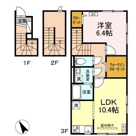 ムーンライトテラス(1LDK/3階)の間取り写真