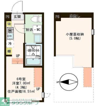 ハーモニーテラス中川IV(1K/2階)の間取り写真