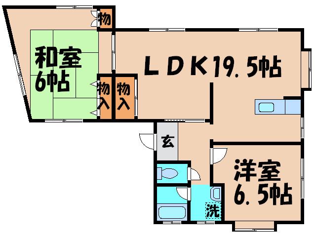 コーポ大谷15(2LDK/2階)の間取り写真