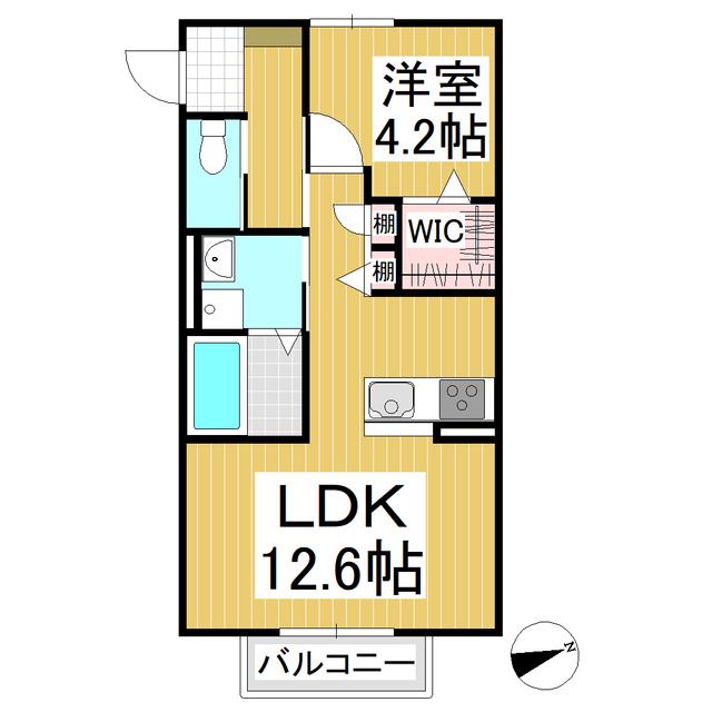 ウィズハイム上田(1LDK/1階)の間取り写真