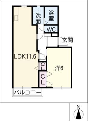 フレグランス自由ヶ丘(1LDK/2階)の間取り写真