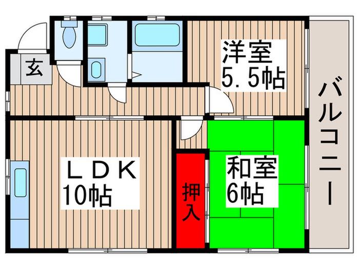 宝ホーム(2LDK/3階)の間取り写真