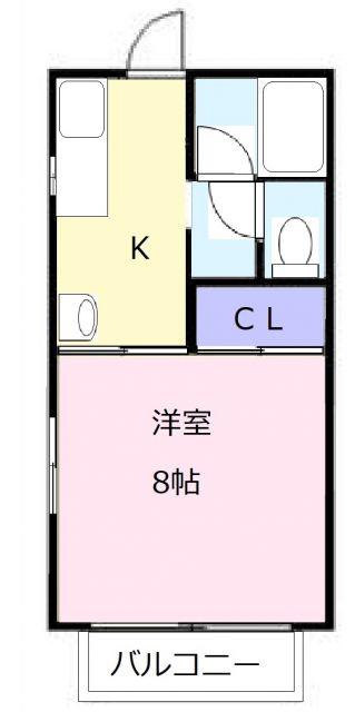 栗真ハイマートエクセル A棟(1K/2階)の間取り写真
