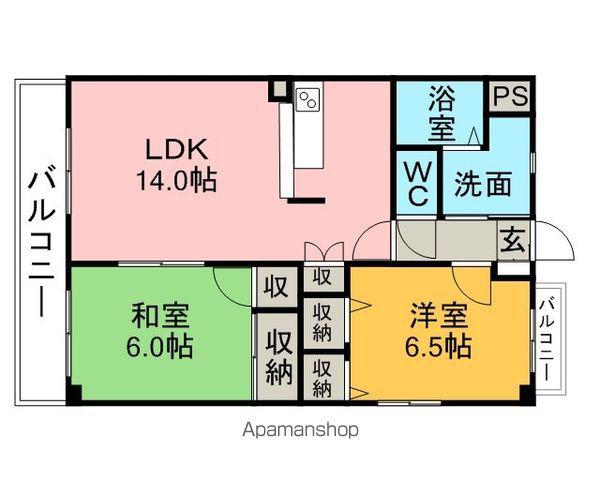 マジェスティ梶田(2LDK/3階)の間取り写真
