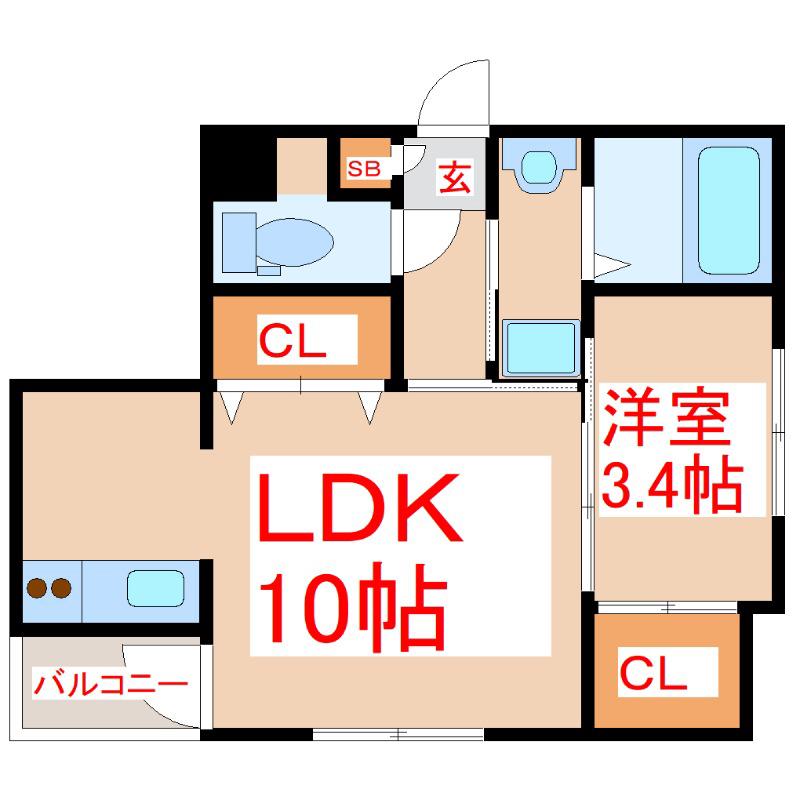 EL.KARSA(1LDK/2階)の間取り写真