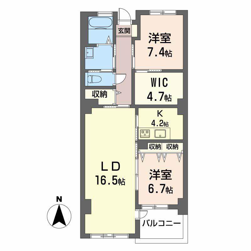 アンソレイエ覚王山(2LDK/7階)の間取り写真
