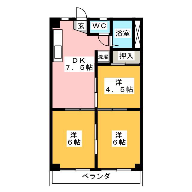カサイハイツ(3DK/2階)の間取り写真