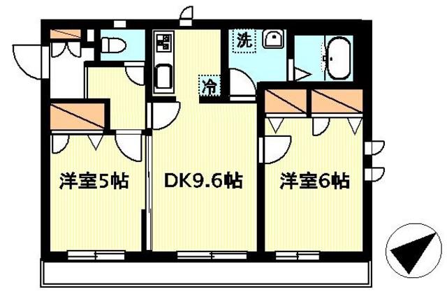 べレオ・ローゼ(2DK/2階)の間取り写真