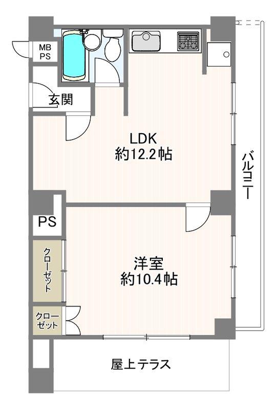南堀江スカイハイツ1401(1LDK/14階)の間取り写真