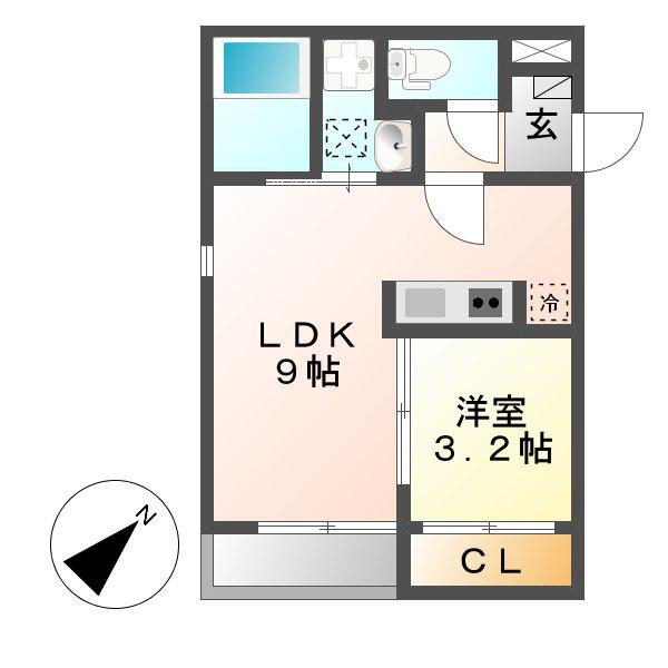 GRRANDTIC WILL(1LDK/1階)の間取り写真