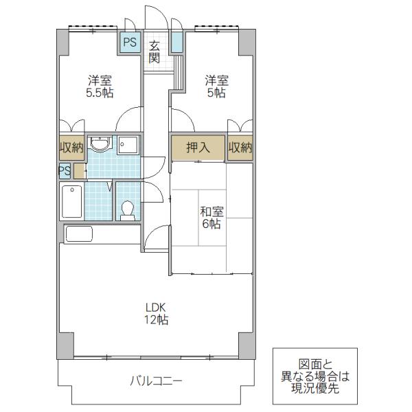 アクシーズタワー旭台(3LDK/6階)の間取り写真