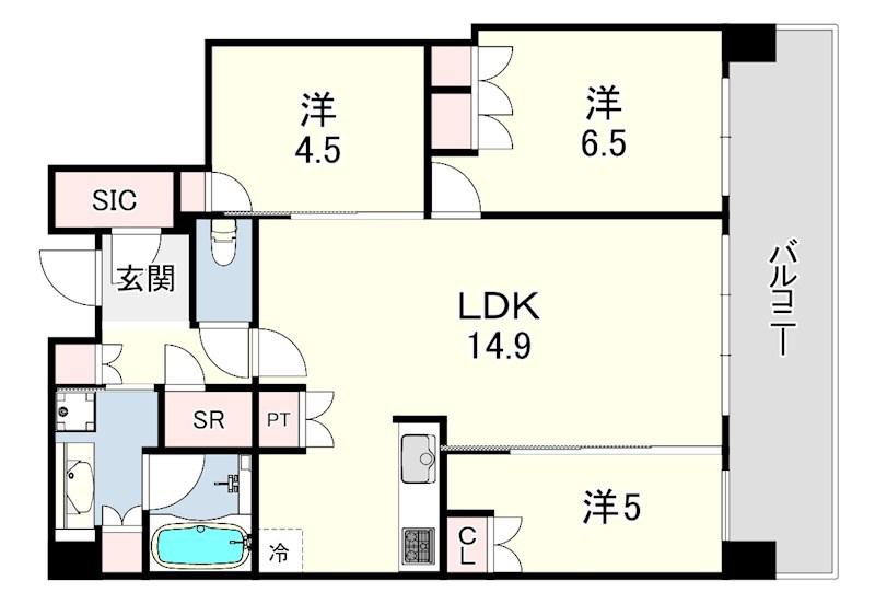 プラウドタワー神戸垂水(3LDK/7階)の間取り写真