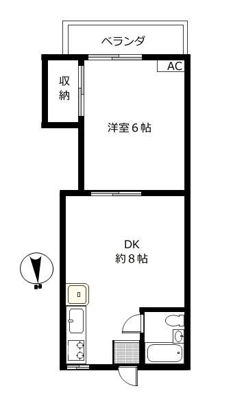 吉田コーポ(1DK/2階)の間取り写真