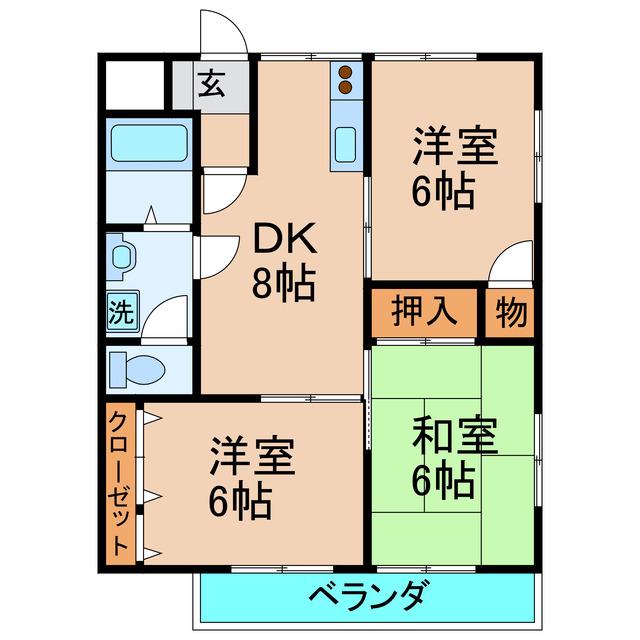 リッチモンド川島本町(3DK/2階)の間取り写真