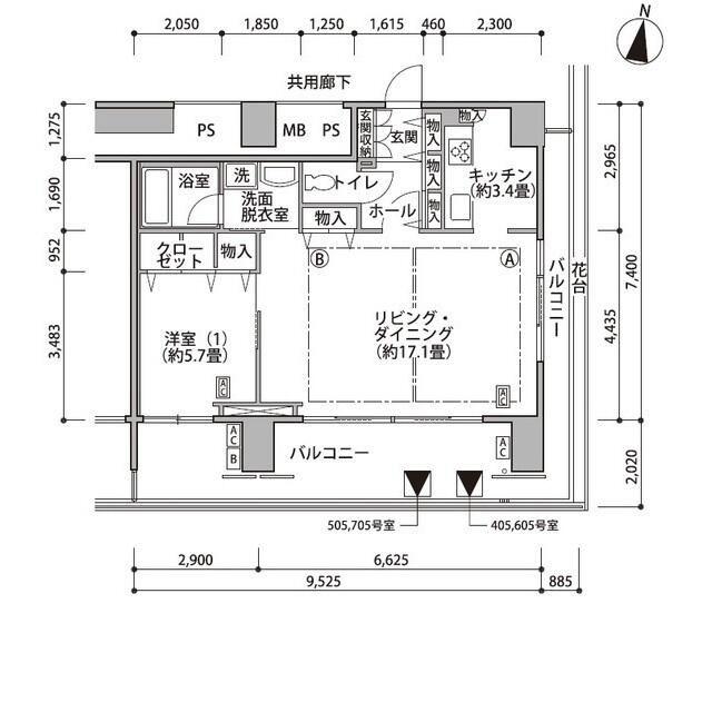 東雲キャナルコートCODAN17号棟(1LDK/6階)の間取り写真