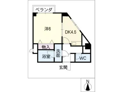 Fビル東山(1DK/6階)の間取り写真