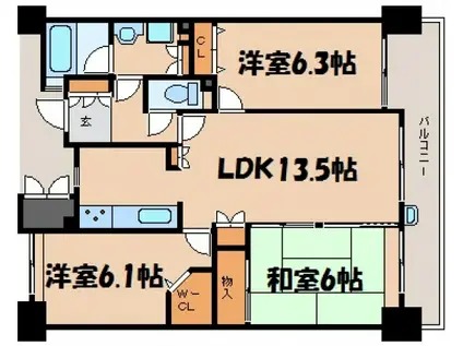 シティプラザ府中南 1005(3LDK/10階)の間取り写真