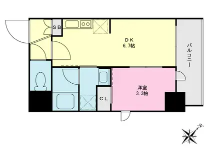 プライムネクサス南蒲田(1DK/8階)の間取り写真