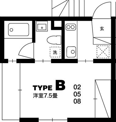 BLANC(1K/2階)の間取り写真