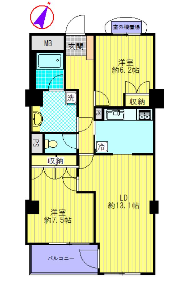 ベルクレエ新百合ヶ丘(2LDK/10階)の間取り写真