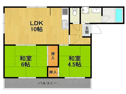 プチティアラ(2LDK/3階)の間取り写真