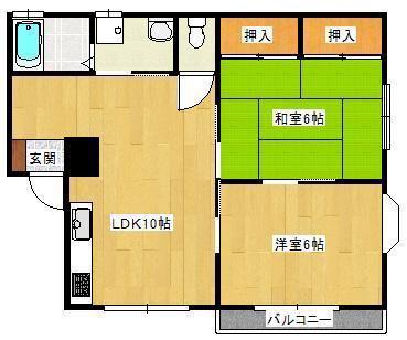 メゾン浦田(2LDK/2階)の間取り写真