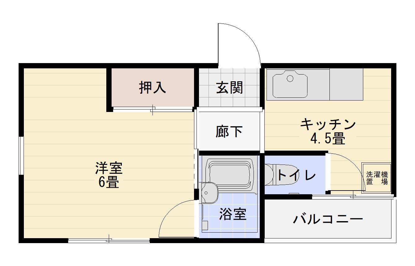 コーポ山源(1K/1階)の間取り写真