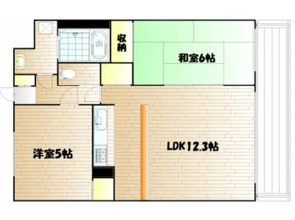 LA・グランデおのかマンション(2LDK/3階)の間取り写真