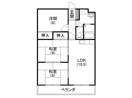 マンション歩(3LDK/3階)の間取り写真