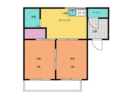 コーポプライムA(2DK/2階)の間取り写真