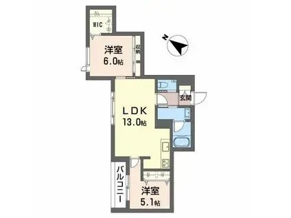 シャーメゾンガーデンズ セリシール高羽 東館(2LDK/3階)の間取り写真