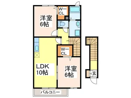 シャルマンハイツ(2LDK/2階)の間取り写真