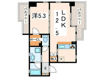 クラージュKAMAKURAYA(1LDK/2階)の間取り写真