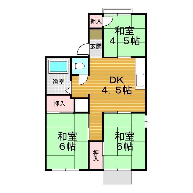 ハイツ中川A(3DK/1階)の間取り写真